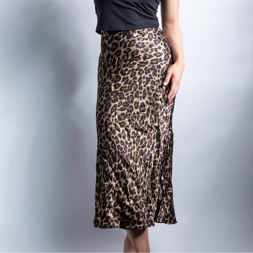 H&M cheetah silky skirt midi maxi